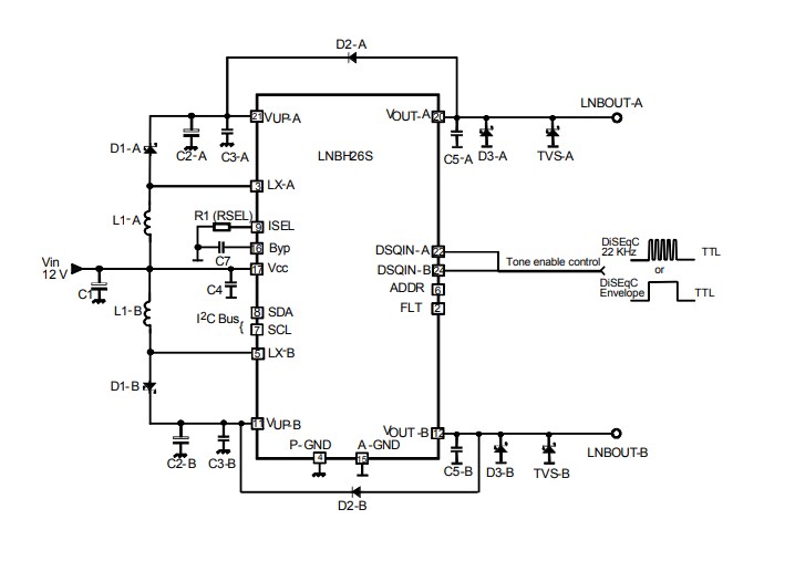 Schematic - STMicroelectronics STEVAL-LNBH05 Evaluation Board